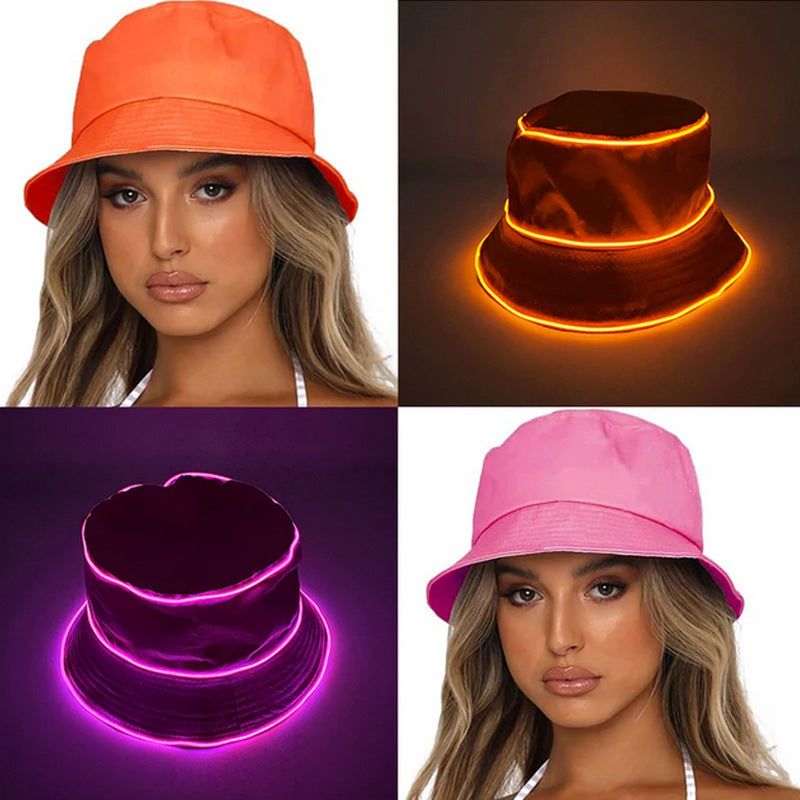 Chapeau de soleil uni pour homme et femme avec broderie lumineuse LED