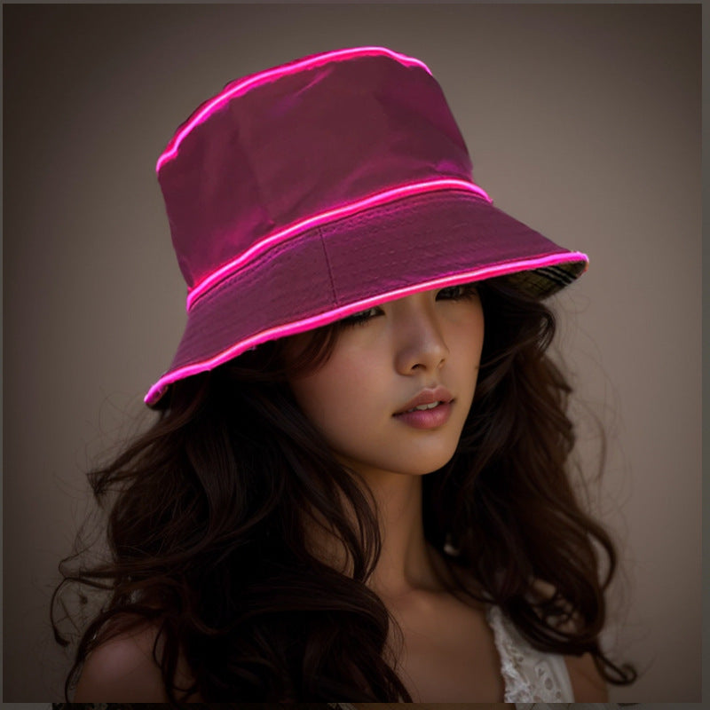 Chapeau de soleil uni pour homme et femme avec broderie lumineuse LED
