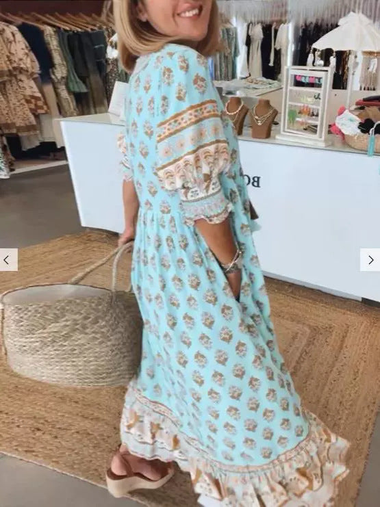 Robe d'été bohème à manches bouffantes
