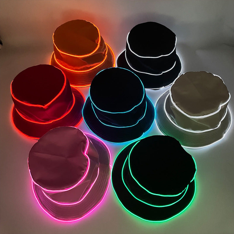 Chapeau de soleil uni pour homme et femme avec broderie lumineuse LED
