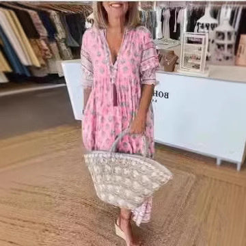 Robe d'été bohème à manches bouffantes