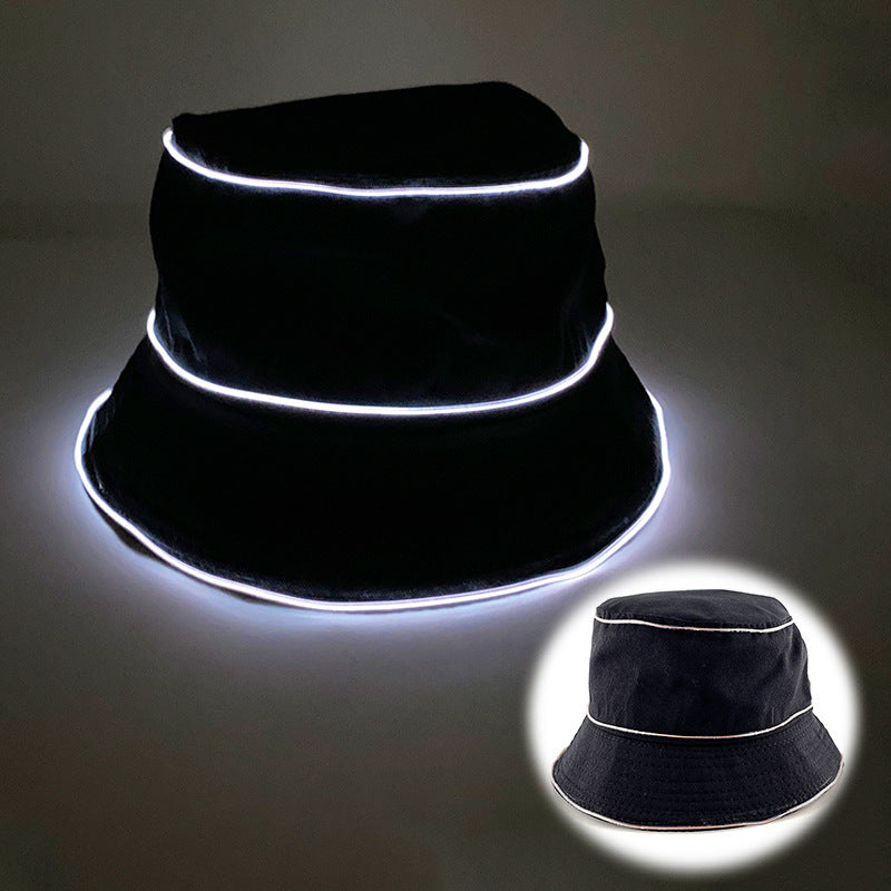 Chapeau de soleil uni pour homme et femme avec broderie lumineuse LED
