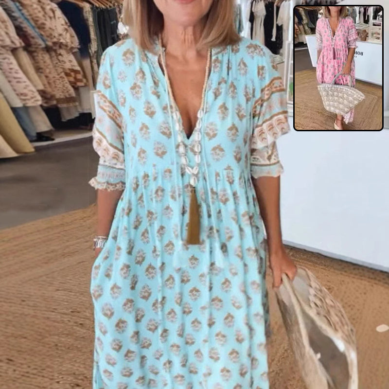 Robe Fluide Bohème – Manches Bouffantes & Charme Estival